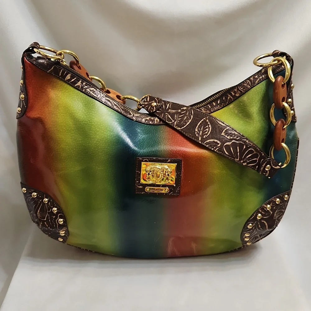 Sharif Studio Multicolored Studded Floral Hobo Shoulder Bag